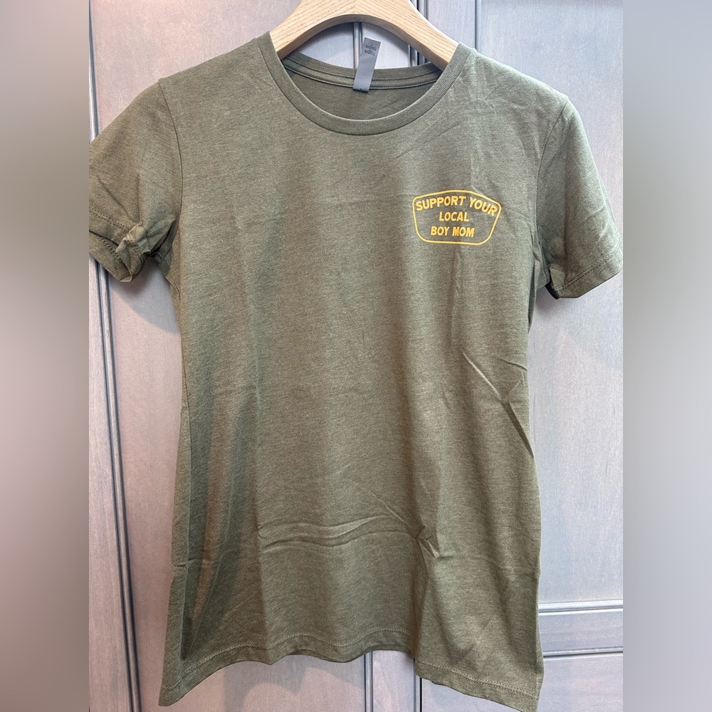 Olive Green T-Shirt with Yellow Print
